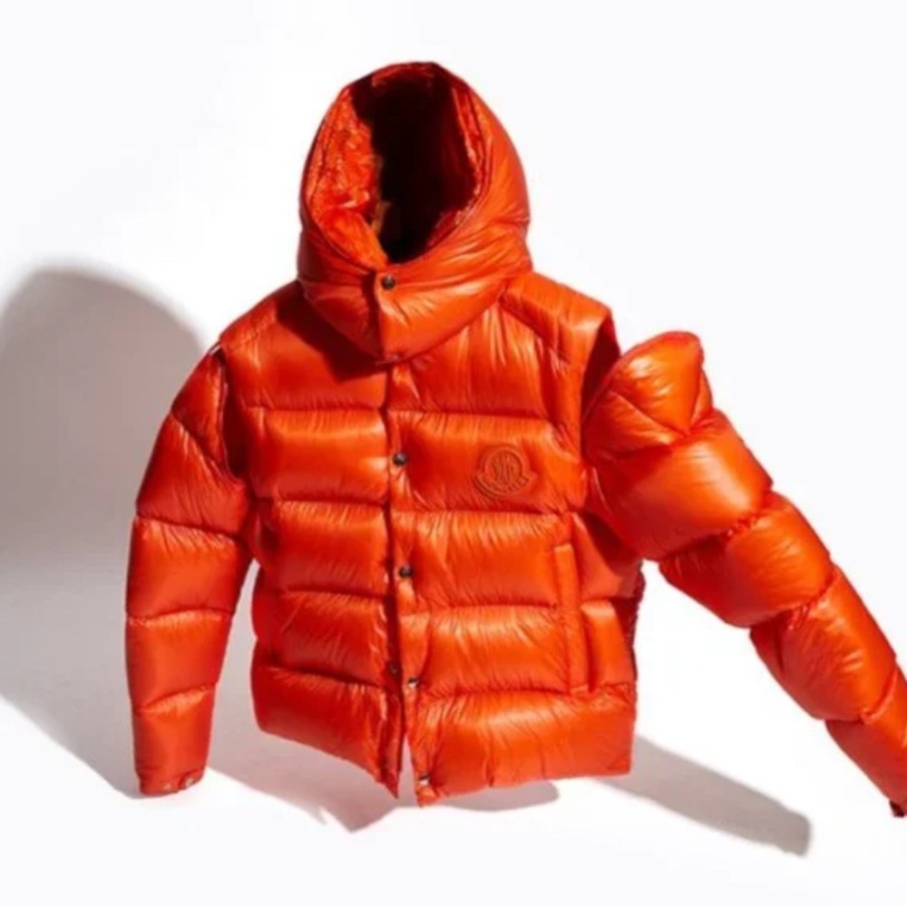 Moncler Tarnos Orange Puffer Down Jacket Detachable Hoodie and Sleeves Design